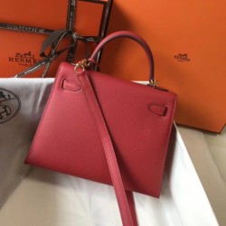 Borsa Hermes Kelly 25cm Sellier Epsom in pelle rossa Borsa Hermes Kelly 25cm Sellier Epsom in pelle rossa