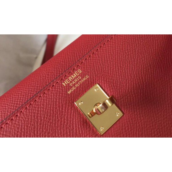 Borsa Hermes Kelly 25cm Sellier Epsom in pelle rossa