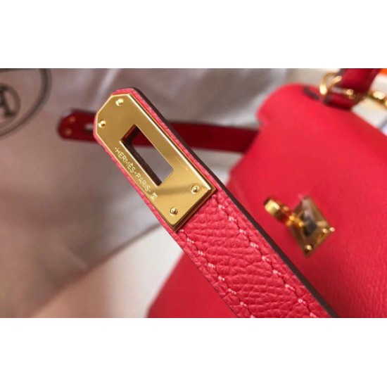 Borsa Hermes Kelly 25cm Sellier Epsom in pelle rossa