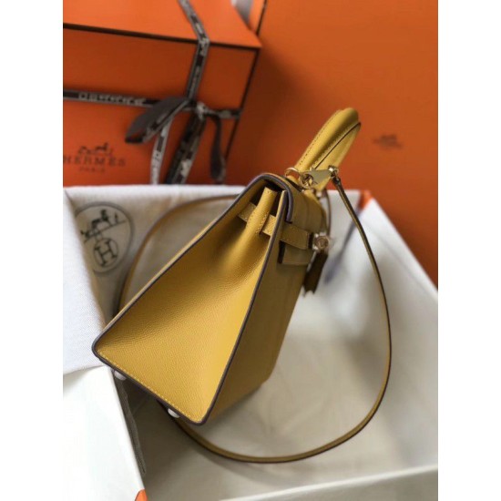 Hermes Kelly 25cm Sellier Epsom in pelle gialla Hermes Kelly 25cm Sellier Epsom in pelle gialla