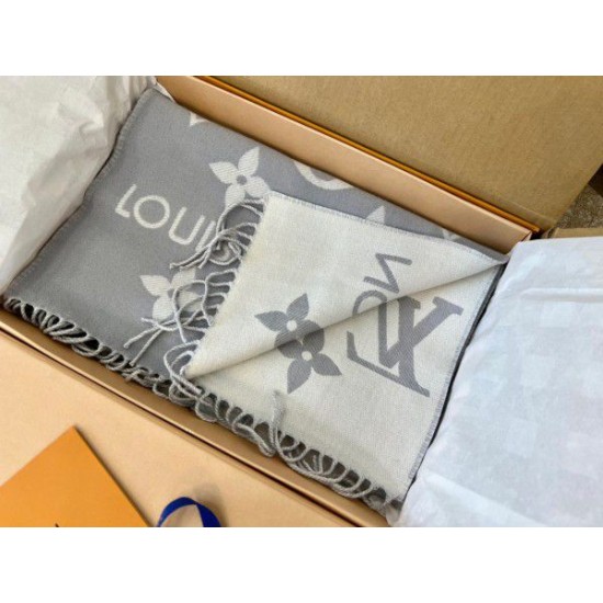 Sciarpa Louis Vuitton LV Essential In Lana Grigia M77727 Sciarpa Louis Vuitton LV Essential In Lana Grigia M77727