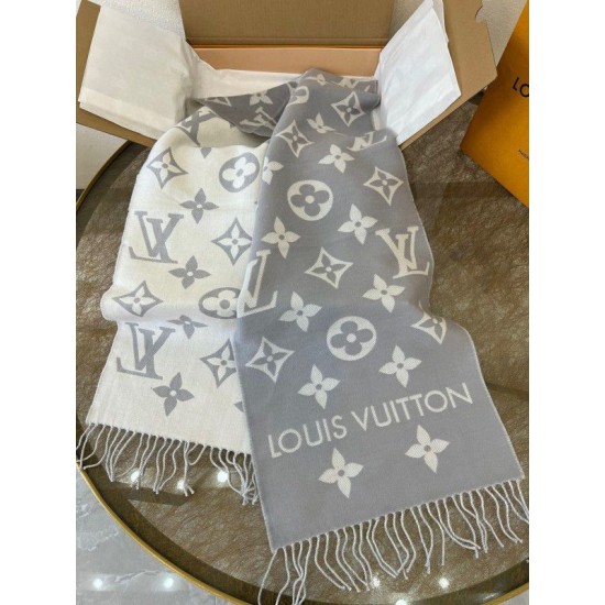 Sciarpa Louis Vuitton LV Essential In Lana Grigia M77727 Sciarpa Louis Vuitton LV Essential In Lana Grigia M77727
