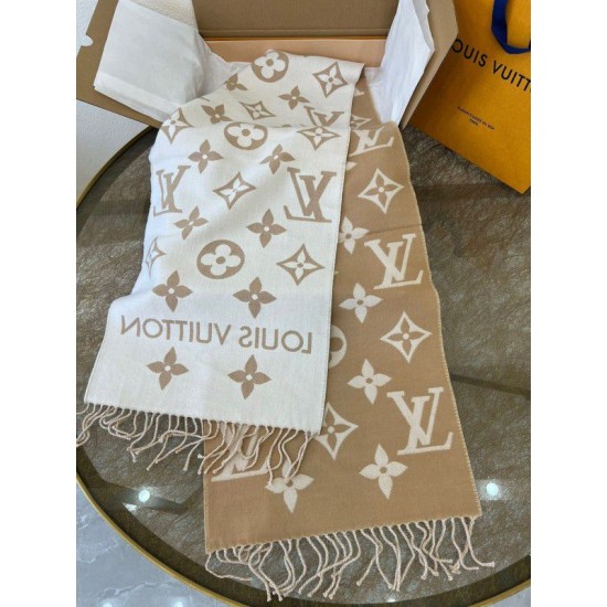 Sciarpa Louis Vuitton LV Essential In Lana Beige M77728 Sciarpa Louis Vuitton LV Essential In Lana Beige M77728