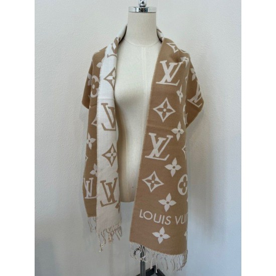 Sciarpa Louis Vuitton LV Essential In Lana Beige M77728 Sciarpa Louis Vuitton LV Essential In Lana Beige M77728