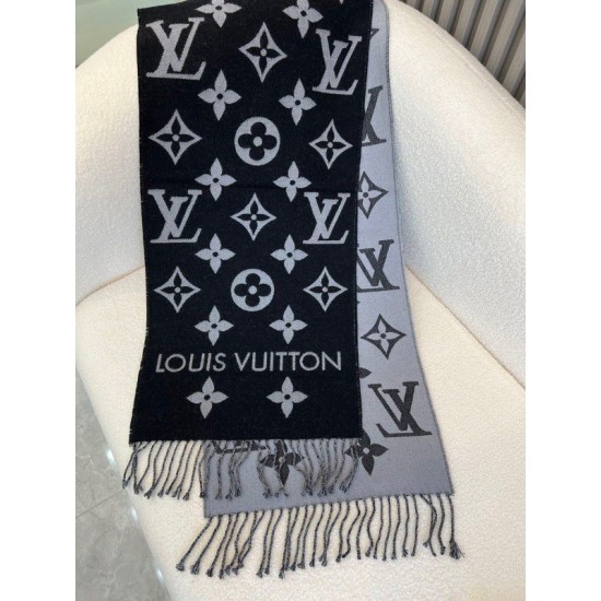 Sciarpa Louis Vuitton LV Essential In Lana Nera M77853 Sciarpa Louis Vuitton LV Essential In Lana Nera M77853