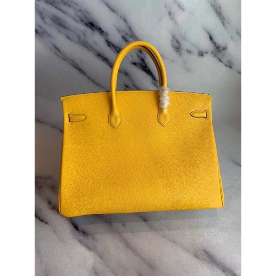 Herme Birkin Borsa 35cm fatta a mano Clemence Yellow Dupe Perfetta Cloni Firmate Herme Birkin Borsa 35cm fatta a mano Clemence Yellow imitazioni