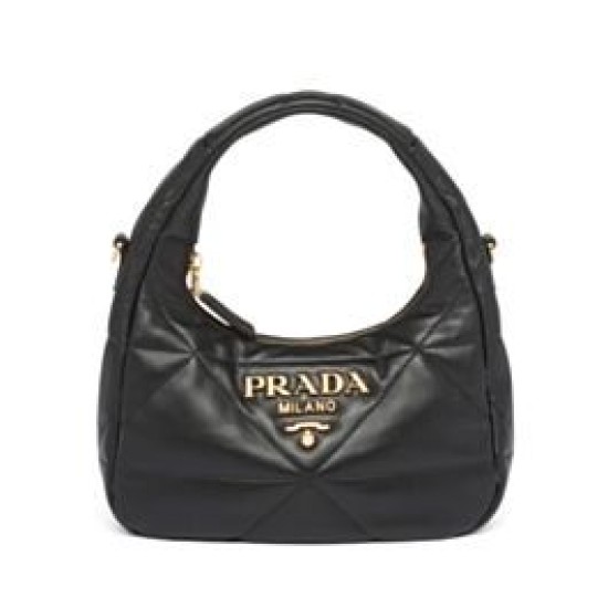 Replica Imitazione Mini borsa Prada in pelle nappa con impunture 1BA384 Nera imitazioni Miglior Prezzo Imitazione Mini borsa Prada in pelle nappa con impunture 1BA384 Nera Replica