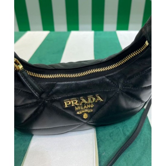Replica Imitazione Mini borsa Prada in pelle nappa con impunture 1BA384 Nera imitazioni Miglior Prezzo Imitazione Mini borsa Prada in pelle nappa con impunture 1BA384 Nera Replica