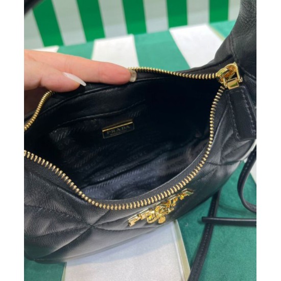 Replica Imitazione Mini borsa Prada in pelle nappa con impunture 1BA384 Nera imitazioni Miglior Prezzo Imitazione Mini borsa Prada in pelle nappa con impunture 1BA384 Nera Replica