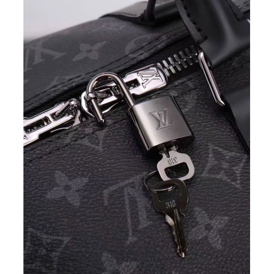 Riproduzione Fedele Keepall Bandouliere 55 M40605 Nero imitazioni Replica Alta Qualità Keepall Bandouliere 55 M40605 Nero