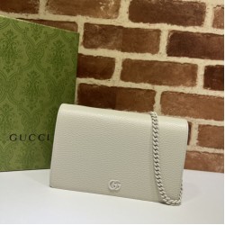 Miglior Prezzo Pari replica Portafoglio con catena Gucci GG Marmont 497985 Bianco