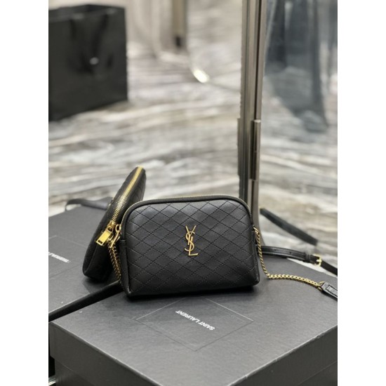 Replica YSL Saint Laurent Gaby Qualità premium Borse con cerniera nera 18 cm imitazioni Miglior Prezzo YSL Saint Laurent Gaby Qualità premium Borse Replica con cerniera nera 18 cm
