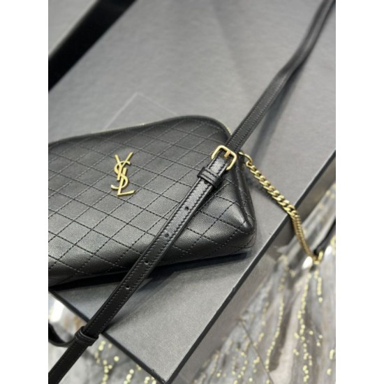 Replica YSL Saint Laurent Gaby Qualità premium Borse con cerniera nera 18 cm imitazioni Miglior Prezzo YSL Saint Laurent Gaby Qualità premium Borse Replica con cerniera nera 18 cm