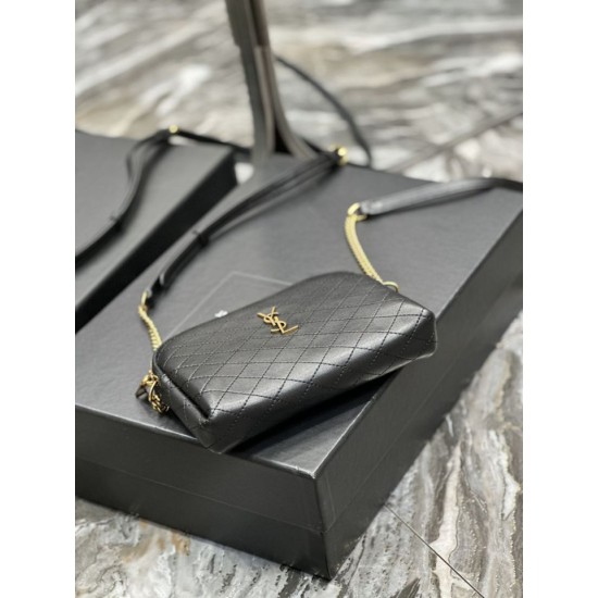 Replica YSL Saint Laurent Gaby Qualità premium Borse con cerniera nera 18 cm imitazioni Miglior Prezzo YSL Saint Laurent Gaby Qualità premium Borse Replica con cerniera nera 18 cm