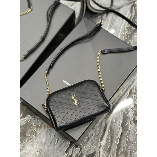 Replica YSL Saint Laurent Gaby Qualità premium Borse con cerniera nera 18 cm imitazioni Miglior Prezzo YSL Saint Laurent Gaby Qualità premium Borse Replica con cerniera nera 18 cm