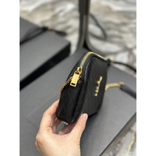 Replica YSL Saint Laurent Gaby Qualità premium Borse con cerniera nera 18 cm imitazioni Miglior Prezzo YSL Saint Laurent Gaby Qualità premium Borse Replica con cerniera nera 18 cm