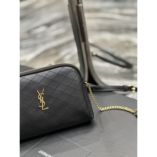 Replica YSL Saint Laurent Gaby Qualità premium Borse con cerniera nera 18 cm imitazioni Miglior Prezzo YSL Saint Laurent Gaby Qualità premium Borse Replica con cerniera nera 18 cm