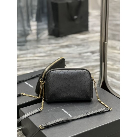 Replica YSL Saint Laurent Gaby Qualità premium Borse con cerniera nera 18 cm imitazioni Miglior Prezzo YSL Saint Laurent Gaby Qualità premium Borse Replica con cerniera nera 18 cm