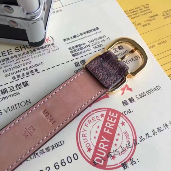 Riproduzione Fedele Cintura Mini 25MM Damier Ebene M9744V imitazioni Replica Alta Qualità Cintura Mini 25MM Damier Ebene M9744V