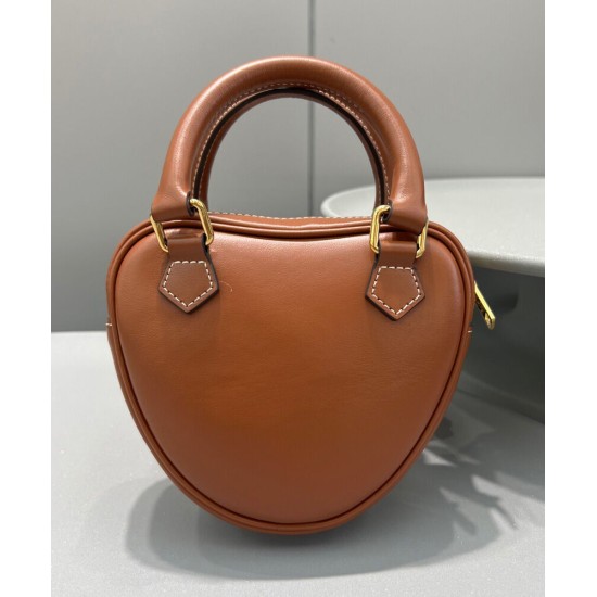 Celine Cuore Medio Pelle Di Vitello Liscia Caffè Celine Cuore Medio Pelle Di Vitello Liscia Caffè