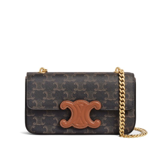Celine Borsa a tracolla con catena Cuir Triomphe 199242 Henna Celine Borsa a tracolla con catena Cuir Triomphe 199242 Henna
