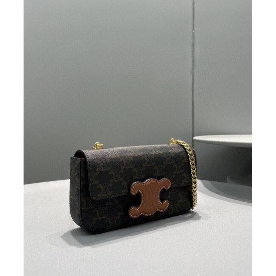 Celine Borsa a tracolla con catena Cuir Triomphe 199242 Henna Celine Borsa a tracolla con catena Cuir Triomphe 199242 Henna