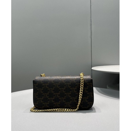 Celine Borsa a tracolla con catena Cuir Triomphe 199242 Henna Celine Borsa a tracolla con catena Cuir Triomphe 199242 Henna