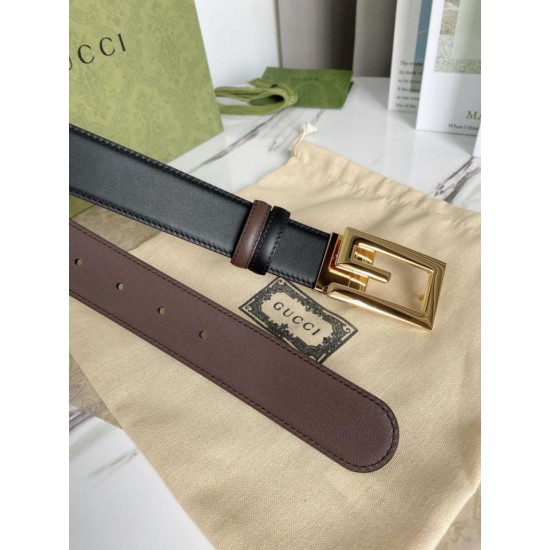 Replica Cintura reversibile Gucci con fibbia G quadrata 626974 Hardware dorato imitazioni Miglior Prezzo Cintura reversibile Gucci con fibbia G quadrata 626974 Hardware dorato Replica