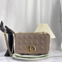 Miglior Prezzo Christian Dior replica Dior Caro media in pelle di vitello Cannage grigia