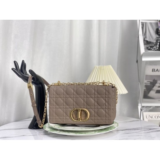 Replica Christian Dior Dior Caro media in pelle di vitello Cannage grigia imitazioni Miglior Prezzo Christian Dior replica Dior Caro media in pelle di vitello Cannage grigia