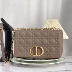 Miglior Prezzo Christian Dior replica Dior Caro media in pelle di vitello Cannage grigia