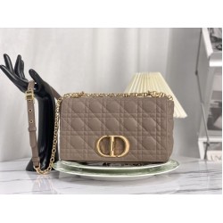 Christian Dior Dior Caro media in pelle di vitello Cannage grigia