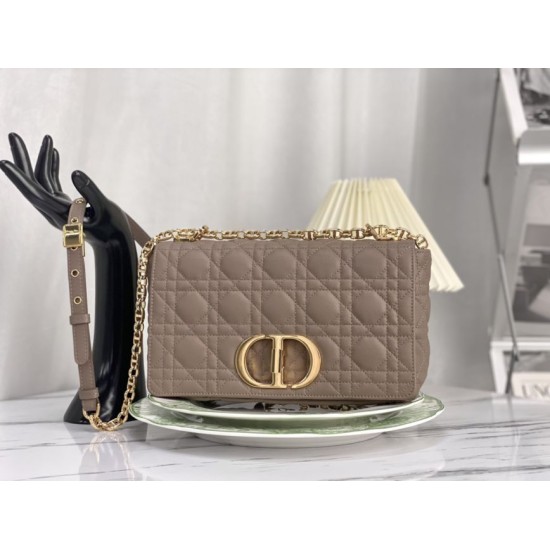 Replica Christian Dior Dior Caro media in pelle di vitello Cannage grigia imitazioni Miglior Prezzo Christian Dior replica Dior Caro media in pelle di vitello Cannage grigia