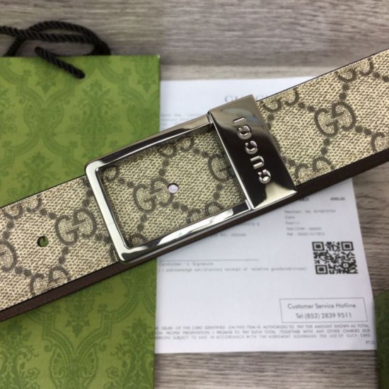 Replica Cintura Gucci GG con fibbia rettangolare 722370 35mm Acciaio Marrone imitazioni Miglior Prezzo Cintura Gucci GG con fibbia rettangolare 722370 35mm Acciaio Marrone Replica