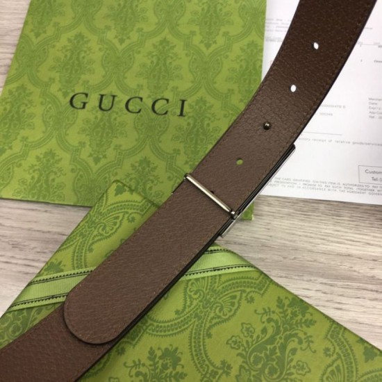 Replica Cintura Gucci GG con fibbia rettangolare 722370 35mm Acciaio Marrone imitazioni Miglior Prezzo Cintura Gucci GG con fibbia rettangolare 722370 35mm Acciaio Marrone Replica