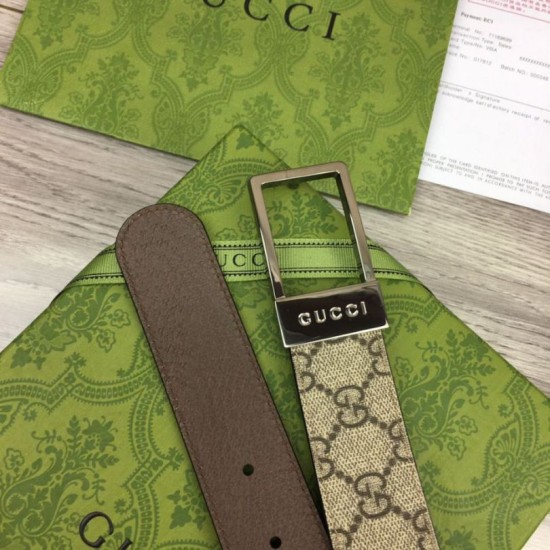 Replica Cintura Gucci GG con fibbia rettangolare 722370 35mm Acciaio Marrone imitazioni Miglior Prezzo Cintura Gucci GG con fibbia rettangolare 722370 35mm Acciaio Marrone Replica