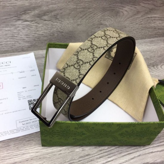 Replica Cintura Gucci GG con fibbia rettangolare 722370 35mm Acciaio Marrone imitazioni Miglior Prezzo Cintura Gucci GG con fibbia rettangolare 722370 35mm Acciaio Marrone Replica