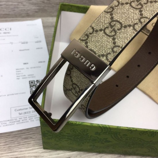 Replica Cintura Gucci GG con fibbia rettangolare 722370 35mm Acciaio Marrone imitazioni Miglior Prezzo Cintura Gucci GG con fibbia rettangolare 722370 35mm Acciaio Marrone Replica