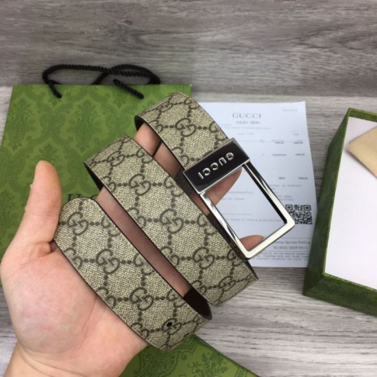Replica Cintura Gucci GG con fibbia rettangolare 722370 35mm Acciaio Marrone imitazioni Miglior Prezzo Cintura Gucci GG con fibbia rettangolare 722370 35mm Acciaio Marrone Replica