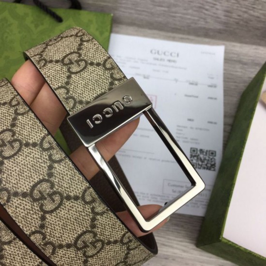 Replica Cintura Gucci GG con fibbia rettangolare 722370 35mm Acciaio Marrone imitazioni Miglior Prezzo Cintura Gucci GG con fibbia rettangolare 722370 35mm Acciaio Marrone Replica