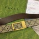 Replica Cintura Gucci GG con fibbia rettangolare 722370 35mm Marrone Oro imitazioni Miglior Prezzo Cintura Gucci GG con fibbia rettangolare 722370 35mm Marrone Oro Replica