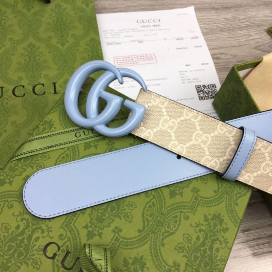 Replica Cintura larga Gucci GG Marmont 400593 40mm Azzurro imitazioni Miglior Prezzo Cintura larga Gucci GG Marmont 400593 40mm Azzurro Replica