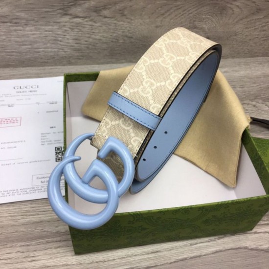 Replica Cintura larga Gucci GG Marmont 400593 40mm Azzurro imitazioni Miglior Prezzo Cintura larga Gucci GG Marmont 400593 40mm Azzurro Replica