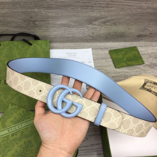 Replica Cintura larga Gucci GG Marmont 400593 40mm Azzurro imitazioni Miglior Prezzo Cintura larga Gucci GG Marmont 400593 40mm Azzurro Replica
