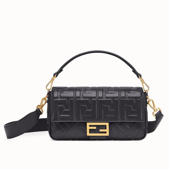 Replica Perfetta baguette media Fendi motivo FF nera imitazioni Miglior Prezzo Replica Perfetta baguette media Fendi motivo FF nera