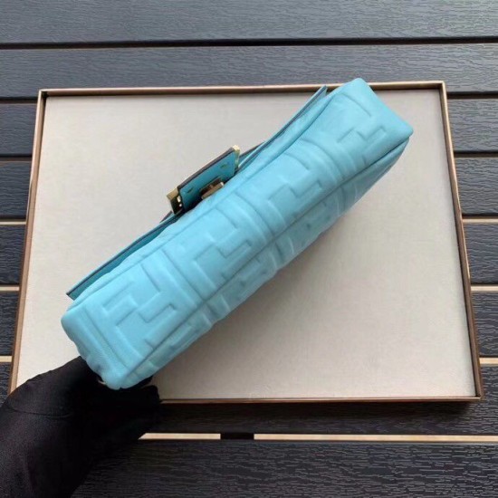 Miglior Prezzo Borse Firmate Replica Baguette Media Fendi Motivo FF Azzurro 