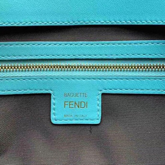 Miglior Prezzo Borse Firmate Replica Baguette Media Fendi Motivo FF Azzurro 