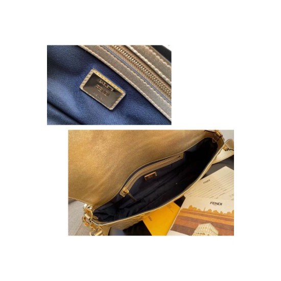 Replica Borsa grande Fendi Baguette con motivo FF oro imitazioni Miglior Prezzo Borsa grande Fendi Baguette con motivo FF oro Replica