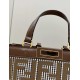 Miglior Prezzo Shopper Fendi X-Tote in lana pied de poule con ricamo FF 8BH374 Marrone Replica
