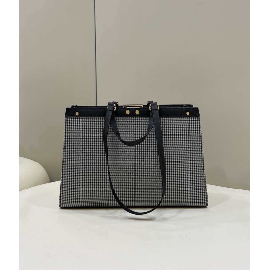 Replica Shopper Fendi X-Tote in lana pied de poule con ricamo FF 8BH374 Grigia imitazioni Miglior Prezzo Shopper Fendi X-Tote in lana pied de poule con ricamo FF 8BH374 Grigia Replica